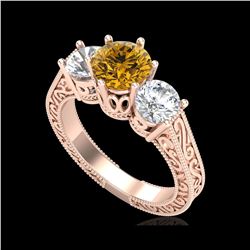 2.01 ctw Intense Fancy Yellow Diamond Art Deco Ring 18K Rose Gold