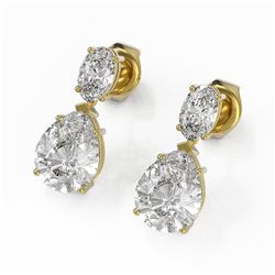 3.7 ctw Pear and Oval Diamond Designer Earrings 18K Yellow Gold