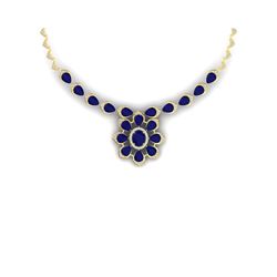 30.70 ctw Sapphire & VS Diamond Necklace 18K Yellow Gold