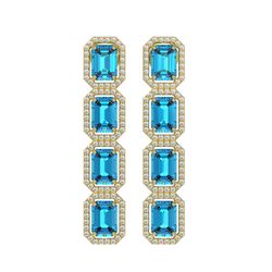 11.13 ctw Swiss Topaz & Diamond Micro Pave Halo Earrings 10K Yellow Gold