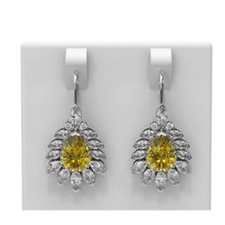 10.4 ctw Canary Citrine & Diamond Earrings 18K White Gold