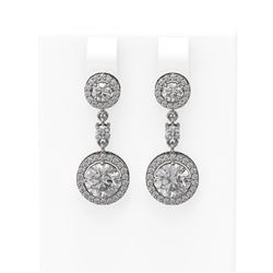 3.35 ctw Diamond Earrings 18K White Gold