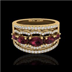 2.25 ctw Garnet & Micro Pave VS/SI Diamond Designer Ring 10K Yellow Gold