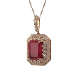 16.46 ctw Certified Ruby & Diamond Victorian Necklace 14K Rose Gold