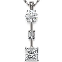 1.75 ctw Princess Cut Diamond Necklace 18K White Gold