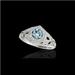 1.4 ctw SI Certified Fancy Blue Diamond Antique Ring 10K White Gold