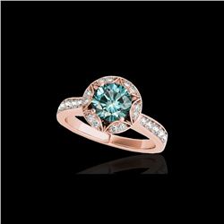 1.5 ctw SI Certified Fancy Blue Diamond Solitaire Halo Ring 10K Rose Gold