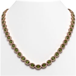 31.1 ctw Tourmaline & Diamond Micro Pave Halo Necklace 10K Rose Gold