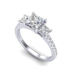 2.14 ctw Princess VS/SI Diamond Art Deco 3 Stone Ring 18K White Gold