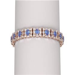 32.13 ctw Tanzanite & Diamond Bracelet 18K Rose Gold