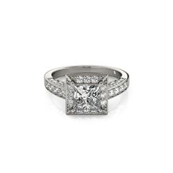 2.1 ctw Certified VS/SI Princess Diamond Halo Ring 18K White Gold