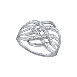10kt White Gold Round Diamond Woven Fashion Band Ring 1/20 Cttw