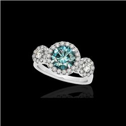 1.75 ctw SI Certified Fancy Blue Diamond Halo Ring 10K White Gold