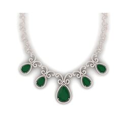 38.42 ctw Emerald & VS Diamond Necklace 18K Rose Gold