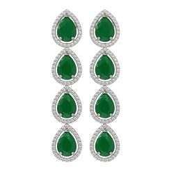 16.01 ctw Emerald & Diamond Micro Pave Halo Earrings 10K White Gold