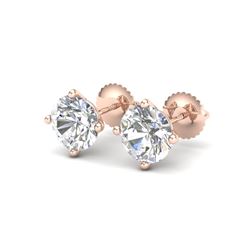 3.01 ctw VS/SI Diamond Solitaire Art Deco Stud Earrings 18K Rose Gold