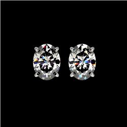 2.50 ctw Certified VS/SI Quality Oval Diamond Stud Earrings 10K White Gold