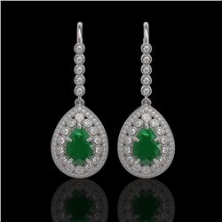 10.15 ctw Certified Emerald & Diamond Victorian Earrings 14K White Gold