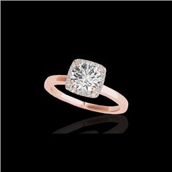 1.15 ctw Certified Diamond Solitaire Halo Ring 10K Rose Gold