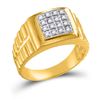 Image 1 : 10kt Yellow Gold Mens Round Diamond Square 2-tone Cluster Ring 1/4 Cttw