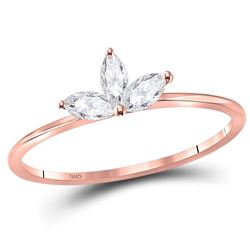 10kt Rose Gold Marquise Diamond Stackable Band Ring 1/4 Cttw