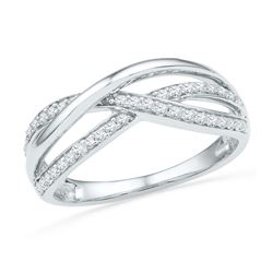 10kt White Gold Round Diamond Triple Woven Strand Band Ring 1/5 Cttw