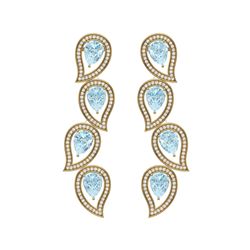 15.69 ctw Sky Topaz & VS Diamond Earrings 18K Yellow Gold
