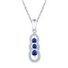 Image 1 : 10kt White Gold Round Lab-Created Blue Sapphire 3-stone Pendant 1/2 Cttw