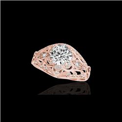1.36 ctw Certified Diamond Solitaire Antique Ring 10K Rose Gold