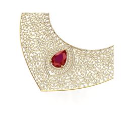 63.93 ctw Ruby & VS Diamond Necklace 18K Yellow Gold