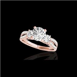 1.5 ctw Certified Diamond 3 Stone Solitaire Ring 10K Rose Gold