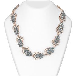68.52 ctw Blue Topaz & Diamond Necklace 18K Rose Gold