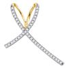 Image 1 : 10kt Yellow Gold Round Diamond Cross Religious Pendant 1/4 Cttw