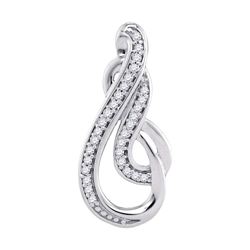 10kt White Gold Round Diamond Teardrop Curled Fashion Pendant 1/10 Cttw