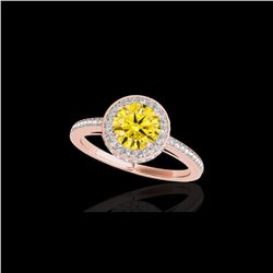 1.55 ctw Certified SI/I Fancy Intense Yellow Diamond Ring 10K Rose Gold