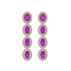 5.56 ctw Amethyst & Diamond Micro Pave Halo Earrings 10K Rose Gold