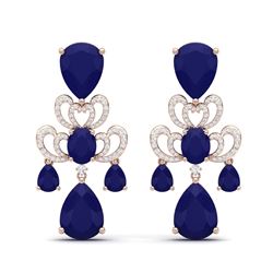 58.73 ctw Sapphire & VS Diamond Earrings 18K Rose Gold