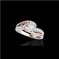 1.25 ctw Certified Diamond Bypass Solitaire Ring 10K White & Rose Gold