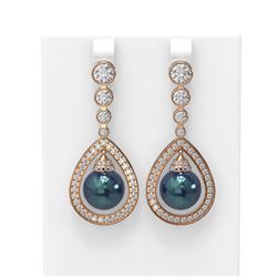 3.8 ctw Diamond and Pearl Earrings 18K Rose Gold