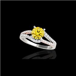 1.65 ctw Certified SI Intense Yellow Diamond Solitaire Ring 10K White & Rose Gold