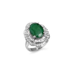 7.04 ctw Emerald & Diamond Ring 18K White Gold