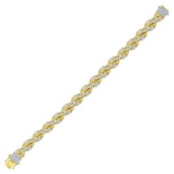 10kt Yellow Gold Mens Round Diamond Rope Chain Bracelet 8-5/8 Cttw