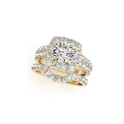 3.01 ctw Certified VS/SI Diamond 2pc Wedding Set Halo 14K Yellow Gold
