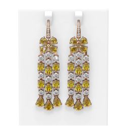 28.46 ctw Canary Citrine & Diamond Earrings 18K Rose Gold
