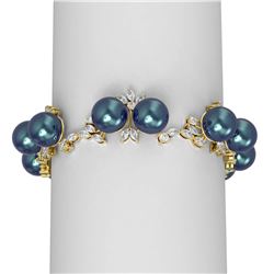 8.82 ctw Diamond and Pearl Bracelet 18K Yellow Gold