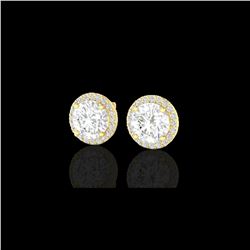 3.50 ctw Halo VS/SI Diamond Micro Pave Earrings 18K Yellow Gold