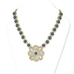 15 ctw Diamond and Pearl Necklace 18K Yellow Gold
