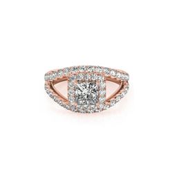 1.85 ctw Certified VS/SI Princess Diamond Halo Ring 18K Rose Gold