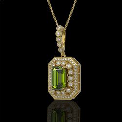 6.7 ctw Tourmaline & Diamond Victorian Necklace 14K Yellow Gold