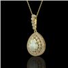 Image 1 : 4.14 ctw Certified Opal & Diamond Victorian Necklace 14K Yellow Gold